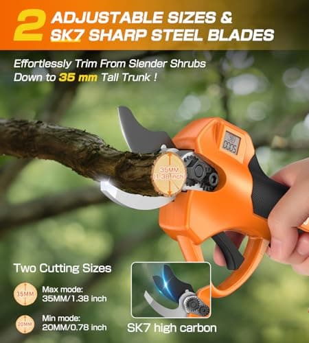 Detalle 2 de Tijeras eléctricas de poda Sk7 800W con LCD y batería