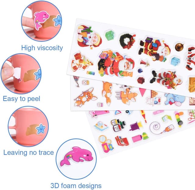 Thumbnail 4 de Vicloon 38 Hojas Pegatinas 1000+ Puffy 3D