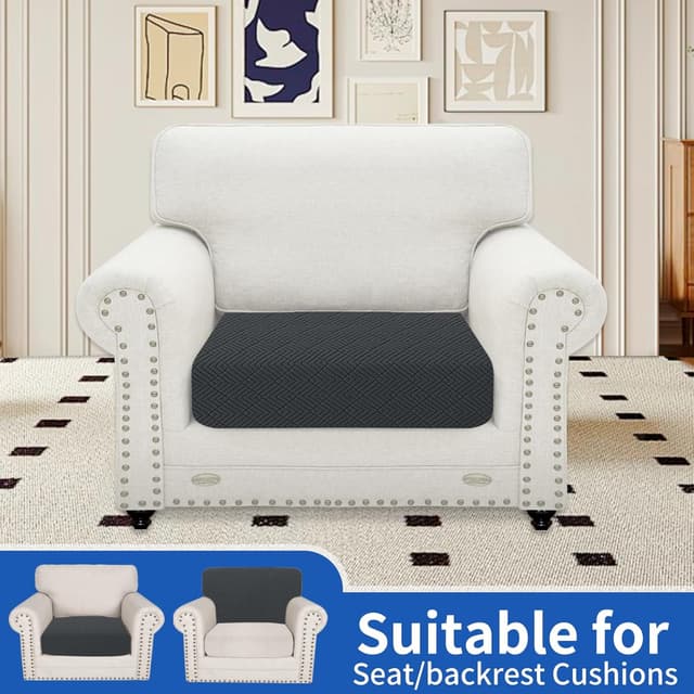 Detalle 2 de Ystyle housse de dossier et d’assise pour canapé extensible – protection antidérapante, gris foncé (grand 1 place)