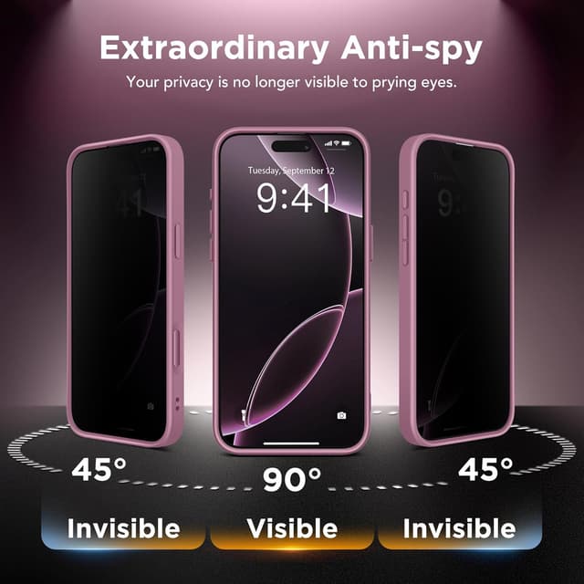 Detalle 2 de GOLBINBOX Magnetic Case for iPhone 16 Pro Max with Privacy Screen Protector (MagSafe compatible) – Blackcurrant