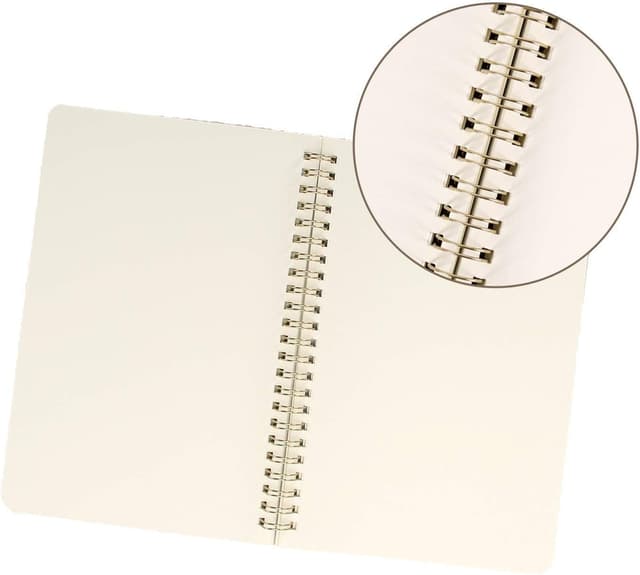 Detalle de VEESUN 4er-Pack A5 Spiral-Notizblock mit Kraftpapierumschlag (80 Blatt, weiß, leer)