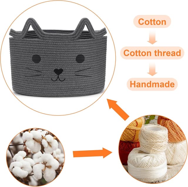 Detalle 2 de Goodheim Cesto portaoggetti in cotone gatto grigio