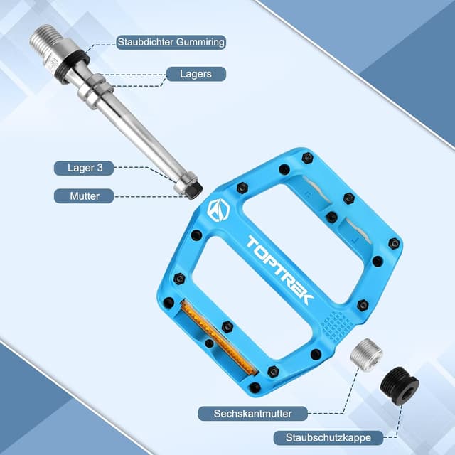 Detalle 2 de toptrek Fahrradpedale mit StVZO-Reflektoren (Nylon-Composite Flatpedale, 9/16 Zoll)