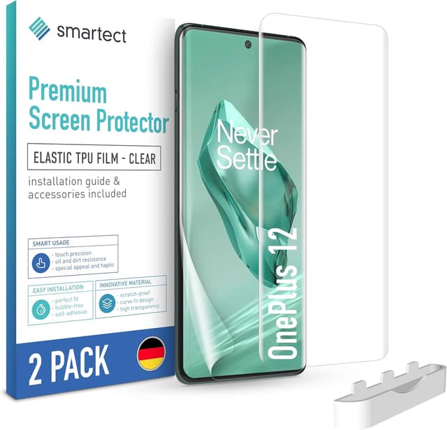 Detalle de smartect Protecteur d’écran TPU pour OnePlus 12 (2 pièces, transparent) avec cadre d’installation