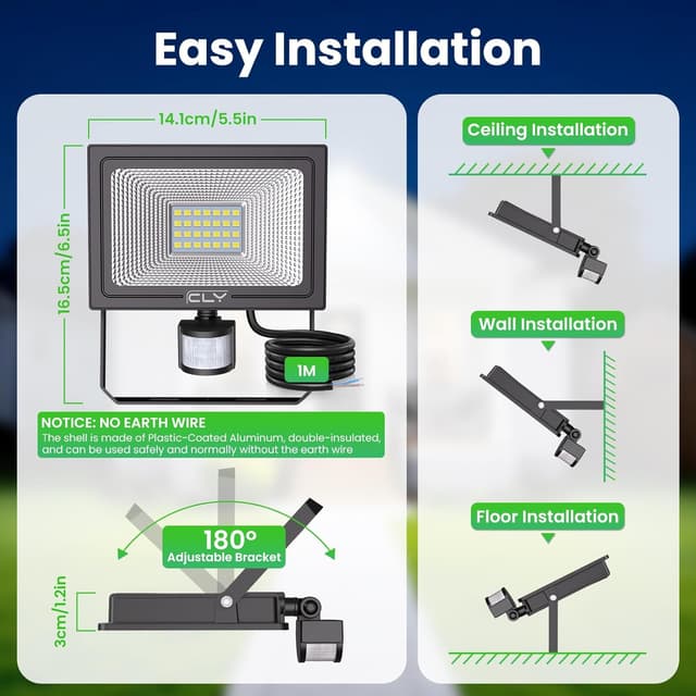 Thumbnail 6 de CLY 25W faretto LED con sensore di movimento 2100LM, IP66, bianco freddo 6500K