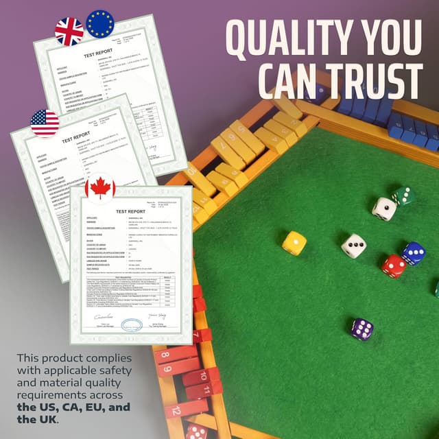 Detalle de Queensell Color Shut the Box Game Wooden Board (16-Inch) for 1–6 Players