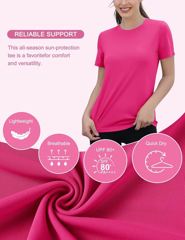 Detalle de Rapbin Sportshirt Damen Kurzarm mit UPF 50+ – leichtes, atmungsaktives Funktionsoberteil für Training & Outdoor