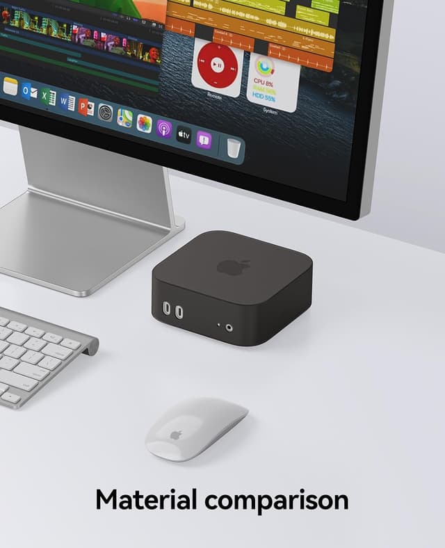 Detalle de ORICO MiniCase Hülle für Mac mini M4/M4 Pro 2024 (TP24-2) – kratz- und rutschfeste Schutzhülle in Schwarz