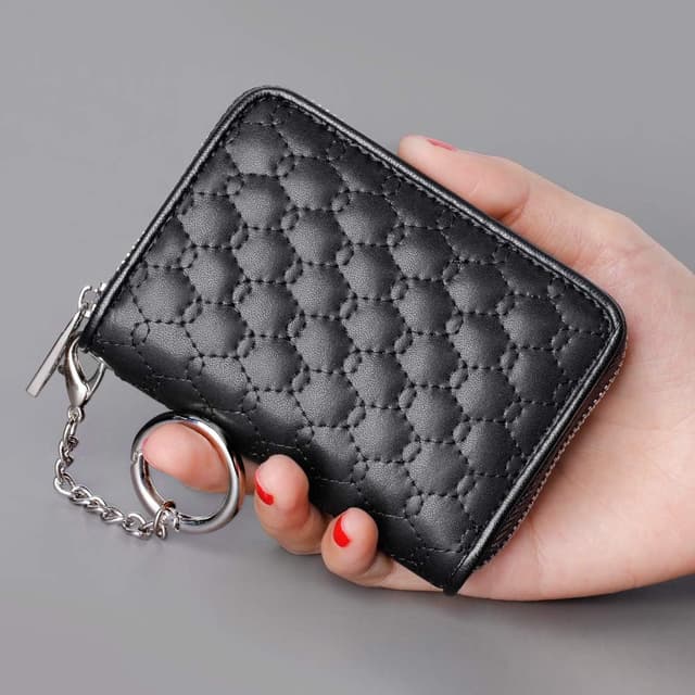 Detalle 2 de FurArt Credit Card Wallet with Zipper, RFID Blocking & Keychain (Compact Card Case)