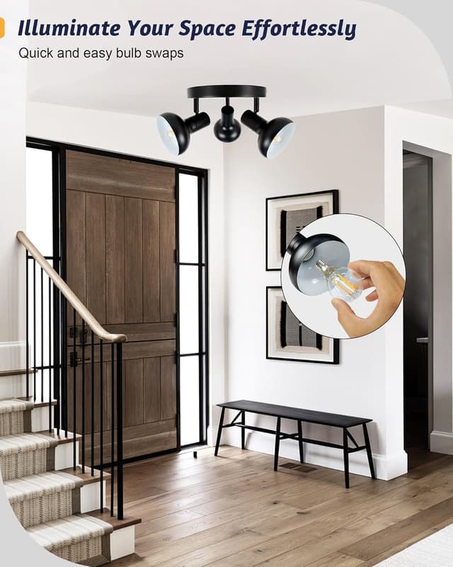 Detalle 1 de HiBay 3 Way Spotlights E14, 350° black