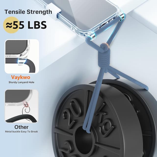 Detalle de Vaykwo Handykette für Samsung Galaxy S25 Plus / S25+ / S24+ (6,7") – transparente Necklace-Hülle mit Kameraschutz und Bildschirmschutz, blau