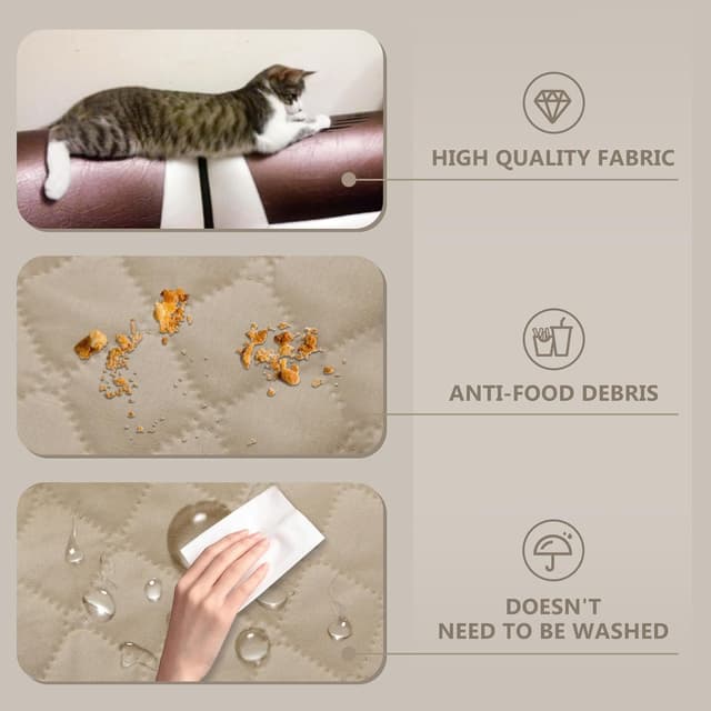 Detalle 2 de Lydevo copridivano impermeabile trapuntato 4 posti beige con braccioli e protezione antigraffio