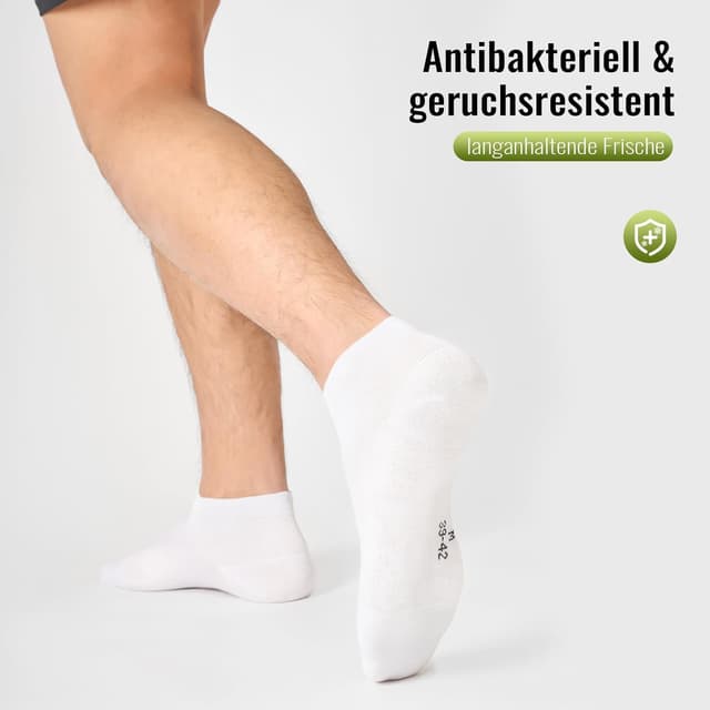 Detalle de SukModen 12/24 Paar Sneaker-Socken aus Bambus – Anti-Geruch, atmungsaktiv & verstärkte Zonen