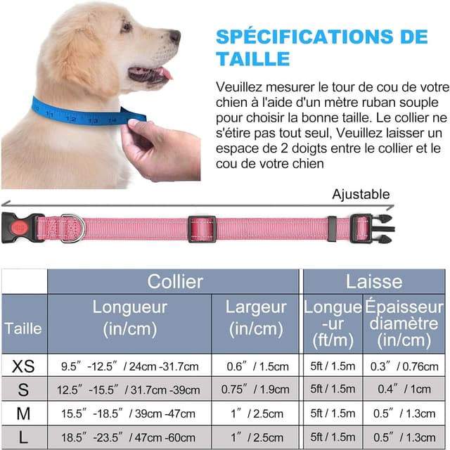 Thumbnail 6 de Collier pour chien réfléchissant haapaw en néoprène rembourré réglable (rose)