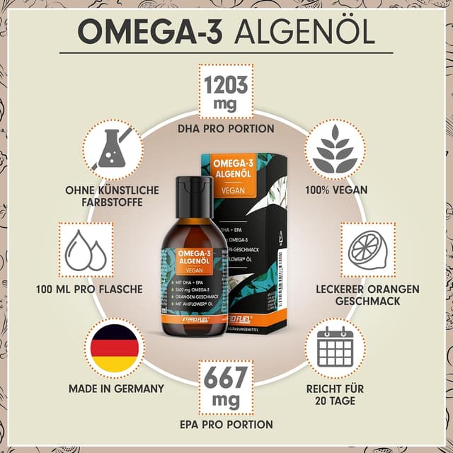 Detalle 2 de Omega-3 Algenöl 100 ml Hochdosiert