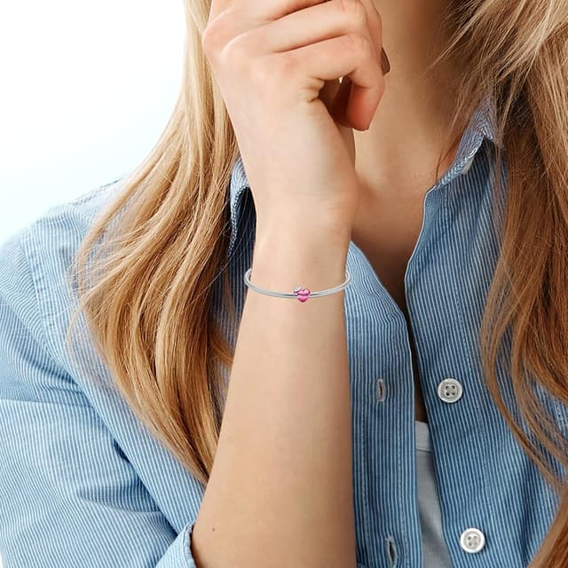 Detalle de PHCLASY Abschluss-Cap Stars Charm in Pink (Abschluss/Schulabschluss) – für Armbänder mit 4,5–5,0 mm Loch
