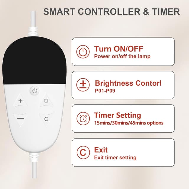 Detalle de Relhafethy Red Light Lamp 940nm timer