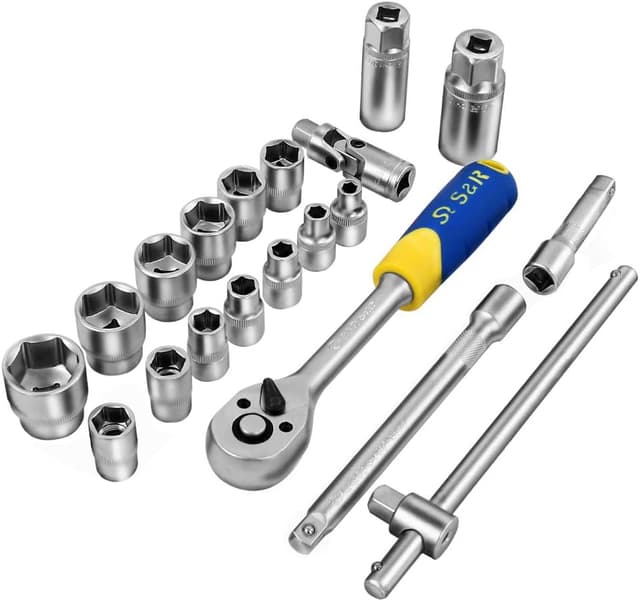Detalle de S&R 20-Piece 3/8" Socket Set with Lock-Drive Profile in Metal Box