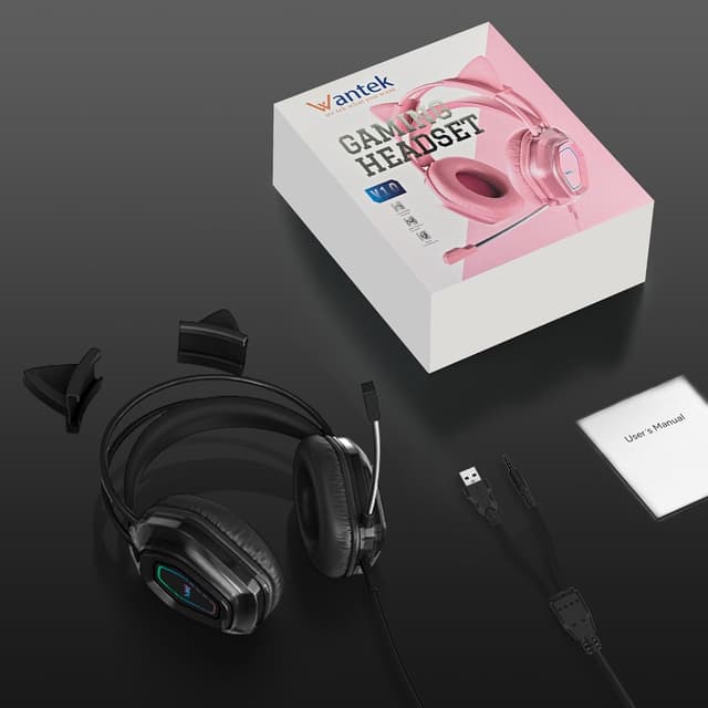 Thumbnail 6 de Wantek Wantak Katzenohr-Kopfhörer mit Mikrofon (kabelgebunden) – Gaming-Headset für PC, PS5 & Xbox