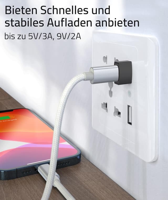 Detalle de Syntech USB‑C auf USB Adapter (3er‑Pack) aus Aluminium, schwarz – für USB‑A Anschlüsse