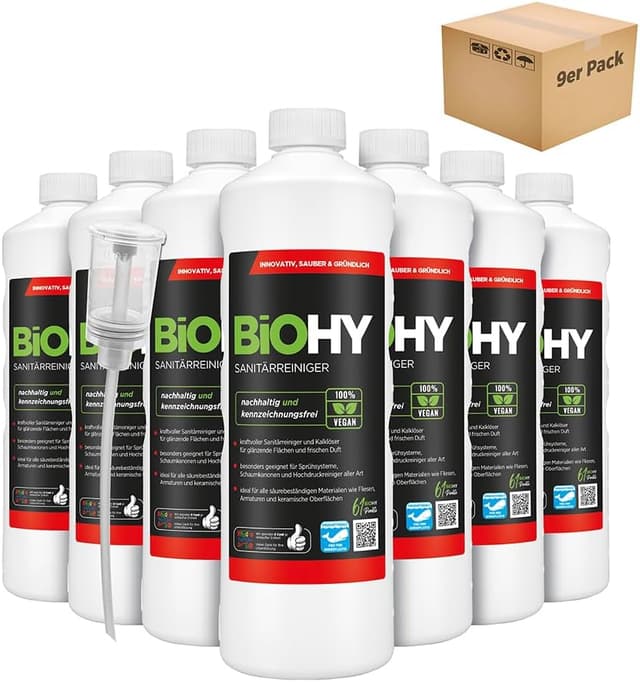 Thumbnail 6 de BiOHY Sanitärreiniger Plus – Kalkentferner Konzentrat für Fliesen, Dusche & WC (1 l) mit EU Ecolabel