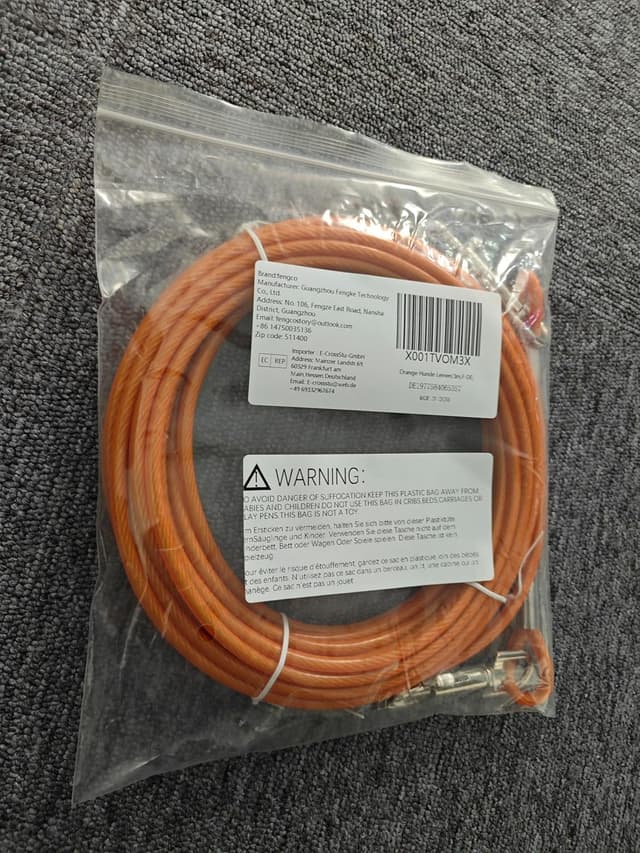 Detalle de Tie Out Leinen für Hunde (3/6/9/15 m) – 3 m Hofleine mit 360°-Drehclip für mittlere bis große Hunde (Orange)