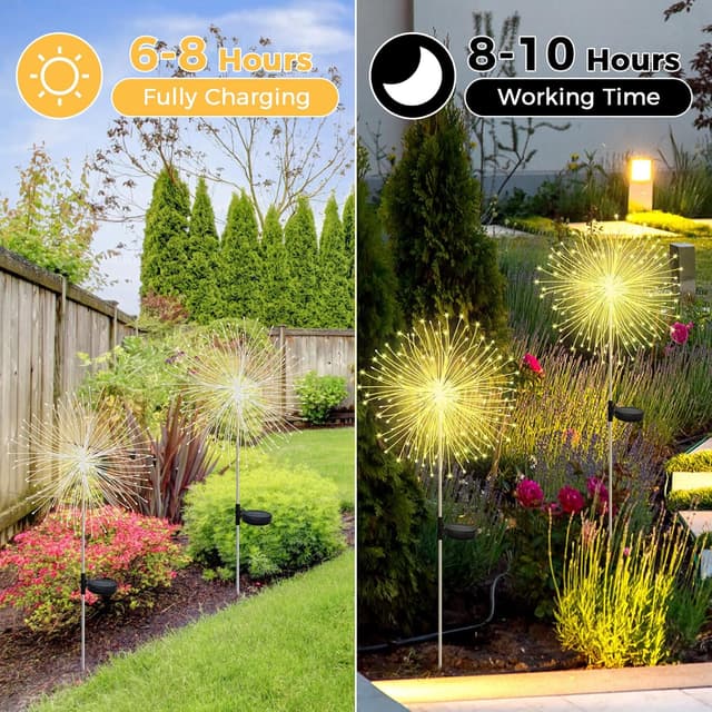 Detalle 1 de CNMTCCO Solar Firework Garden Lights 120 LED 🌳