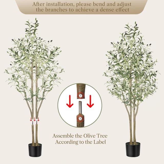 Detalle de Alupssuc 5FT Artificial Olive Tree (150cm) – faux olive plant with lifelike leaves and adjustable branches for indoor & outdoor decor