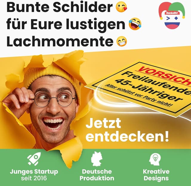 Thumbnail 6 de DankeDir! „Freilaufender 45-Jähriger“ Spruch-Schild als Geburtstagskarte (30 x 20 cm)