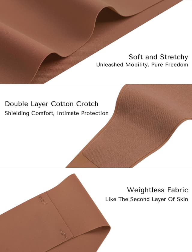 Detalle de VOENXE nahtloser Damen-String Tanga im 5er-Pack – niedrig geschnitten, microfaser & ohne sichtbare Nähte