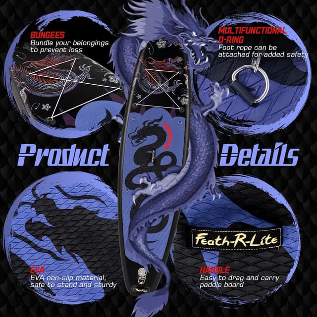 Detalle 2 de FEATH-R-LITE Inflatable Ultra-Light Stand Up Paddle Board (10'×30'' / 10'6''×33'') with SUP Accessories