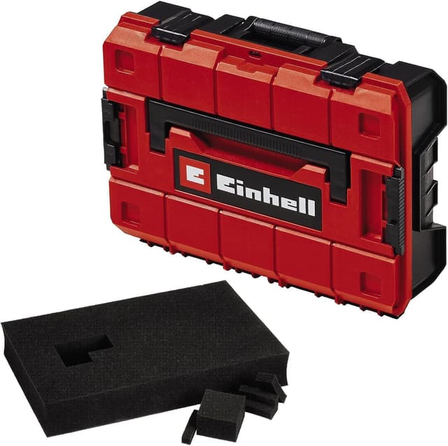 Detalle de Einhell E-Case S-F Systemkoffer (E-Case S-F) – stapelbar, spritzwassergeschützt, inkl. Rasterschaumstoff