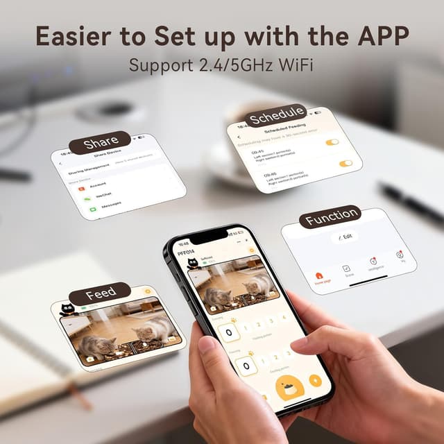 Detalle 2 de 8L Smart Pet Feeder with Camera (1080p HD, Night Vision, 2-Way Audio) – 5GHz WiFi App Control