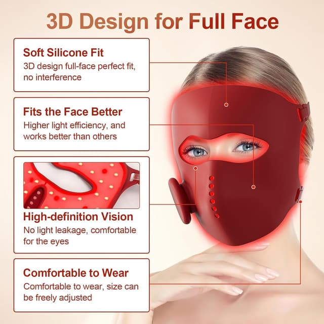 Thumbnail 5 de Rkdely Masque LED visage 4 couleurs sans fil, réduction acné