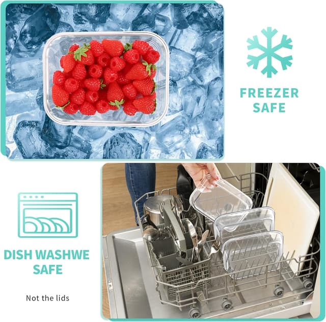 Detalle 2 de Skroam 10 Pack Glass Food Storage Containers with Lids (BPA Free, Leak Proof, Airtight)