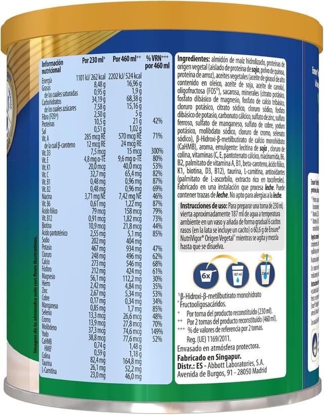 Detalle 2 de Ensure Nutrivigor Origen Vegetal 400 g
