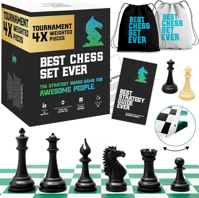Detalle de Best Chess Set Ever tournament chess set with 50x50cm double-sided silicone board and 11.4cm king