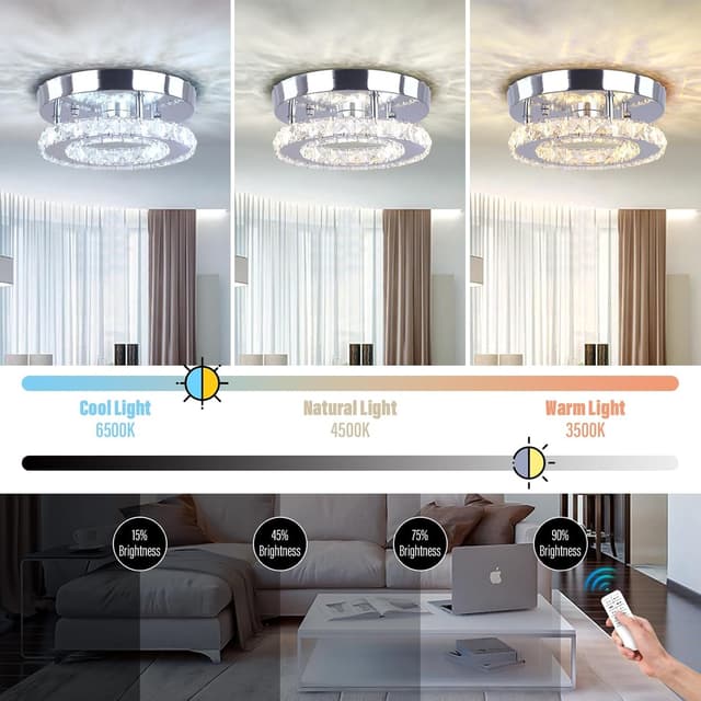 Thumbnail 3 de diisunbihuo Modern Mini Crystal LED Ceiling Light 25 cm