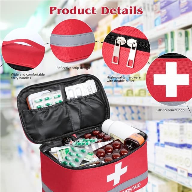 Detalle de Romon Borsa pronto soccorso da viaggio impermeabile (kit medico vuoto) – grande capacità, doppio scomparto