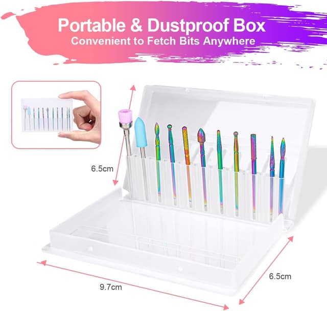 Thumbnail 6 de URAQT set di punte per trapano elettrico per unghie da 11 pezzi (carburo di tungsteno)