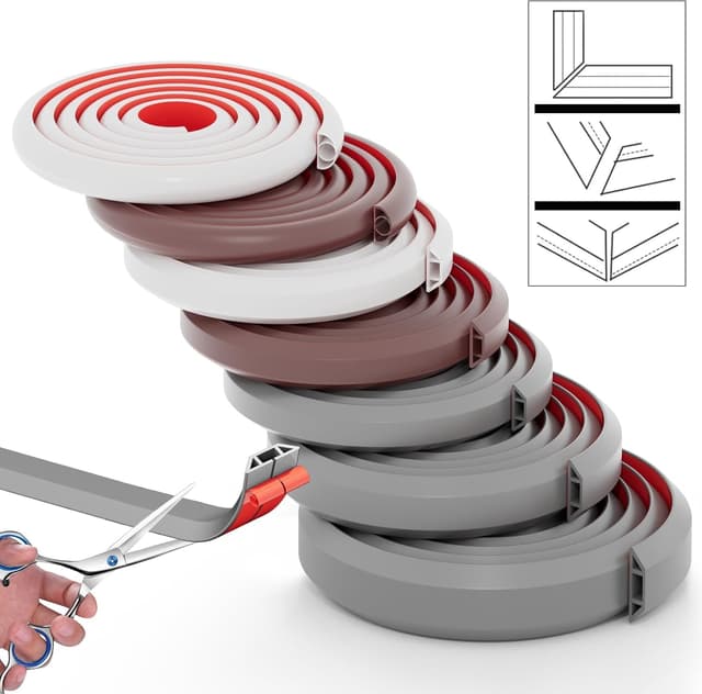 Detalle de SWTYExt selbstklebender Kabelkanal für den Boden, 1,2 m x 5 cm, grau (flexibler PVC-Kabelschutz)