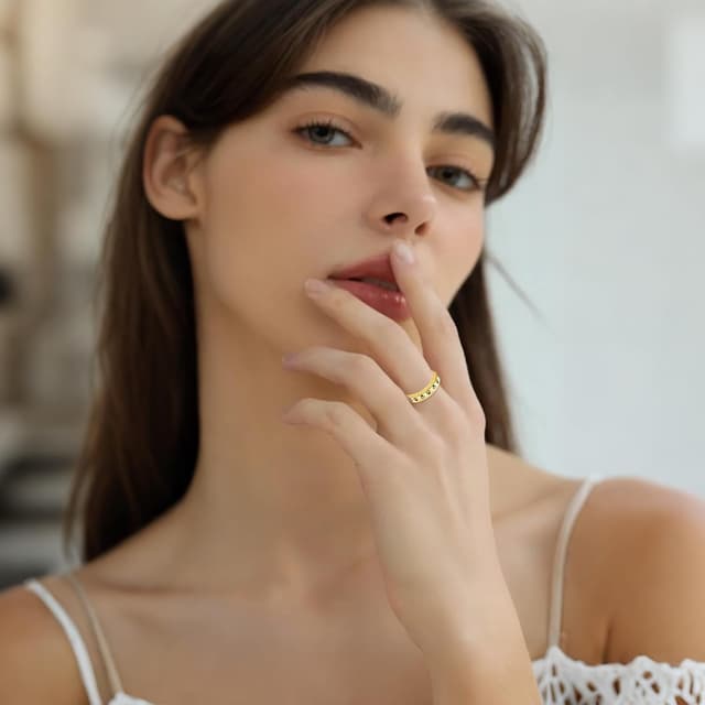 Detalle de PARYFO Fidget Ring drehbar aus 925 Sterling Silber mit Pfotenmotiv – Spinner Ring gegen Stress