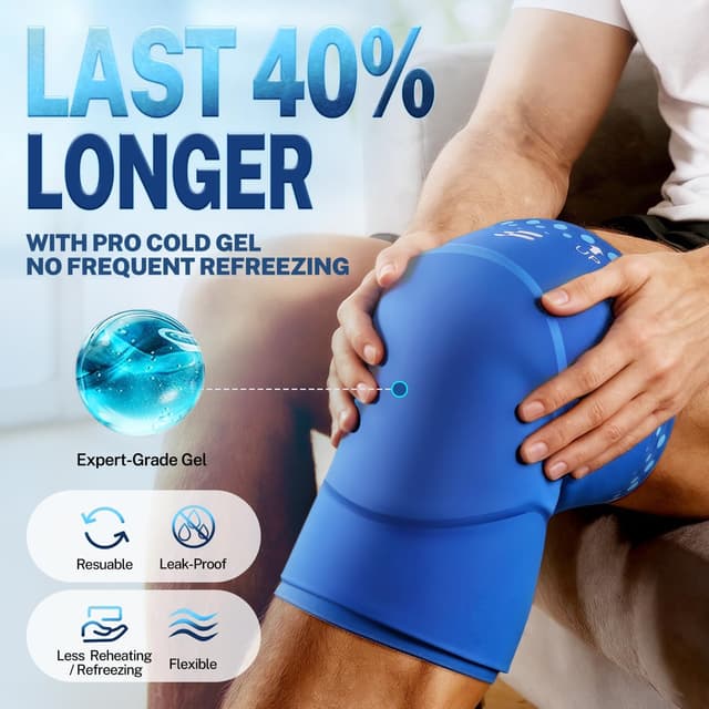 Detalle de Fitomo reusable hot and cold knee ice pack wrap for pain relief & swelling (Blue, M)