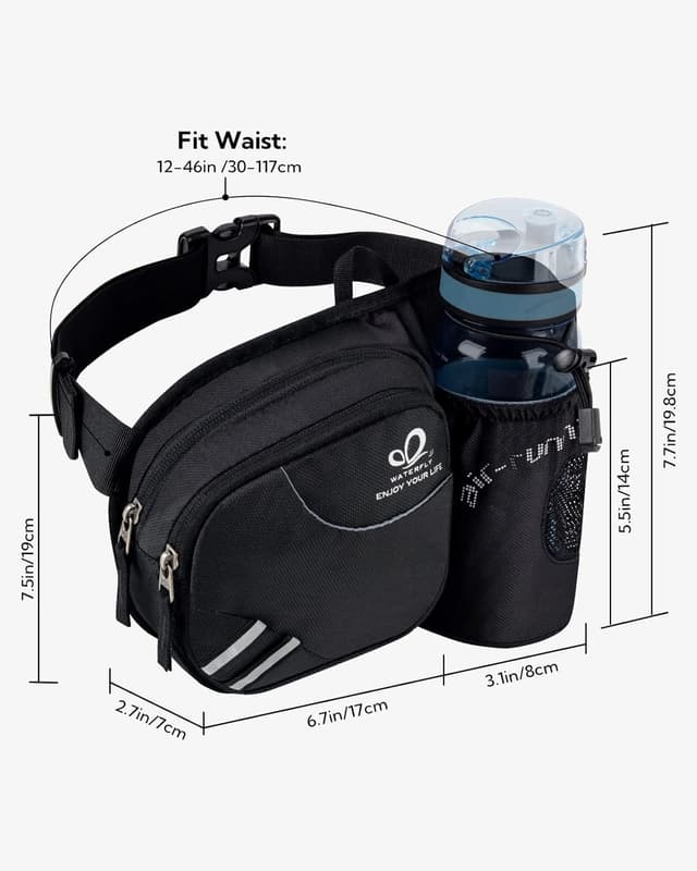 Detalle de Waterfly Gürteltasche Bauchtasche mit Flaschenhalter (atmungsaktiv, wasserdicht) für Damen und Herren