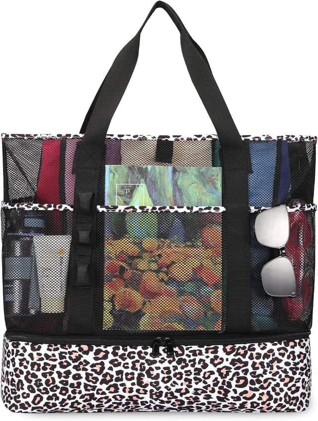 Thumbnail 6 de UYLIA Large Tote Mesh Beach Bag with Cooler – 8-pocket sandproof waterproof foldable tote