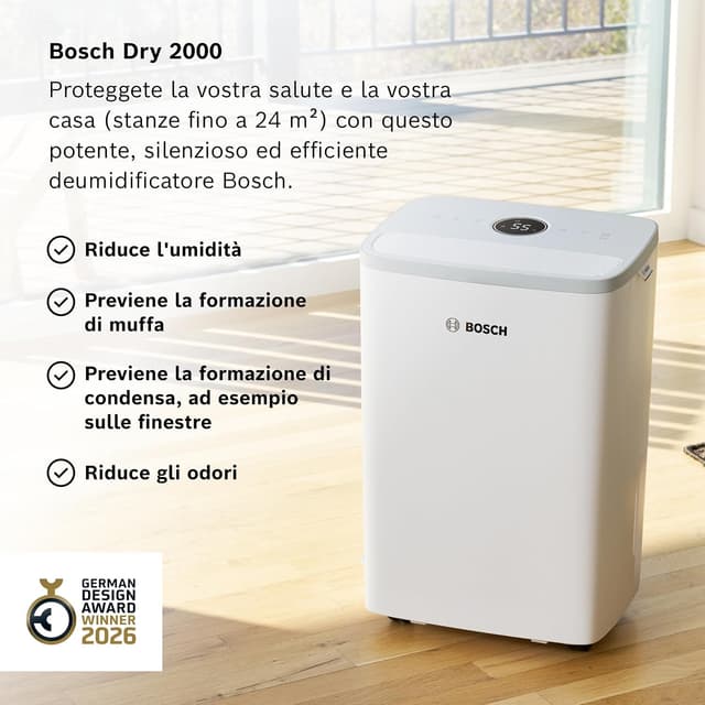 Detalle 2 de Bosch Dry 2000 deumidificatore per stanze fino a 24 m²