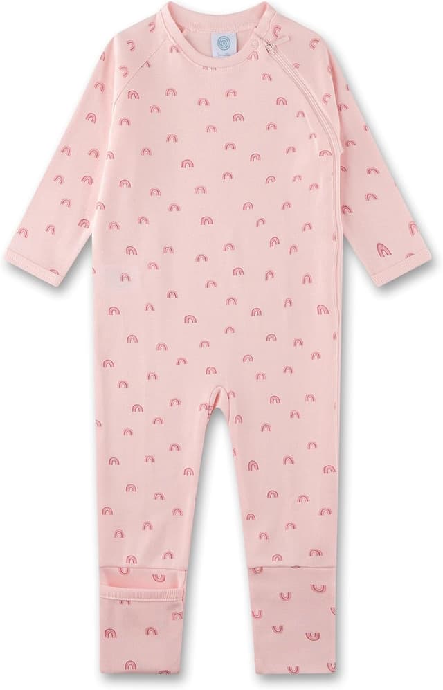 Detalle 1 de Sanetta Baby-Strampler beige „Regenbogen“ aus Bio-Baumwolle (Unisex) – mit Reißverschluss