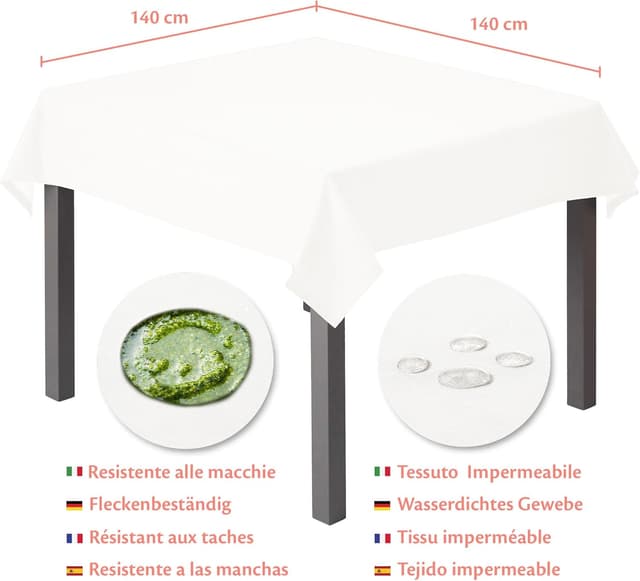 Detalle de Flowen tovaglia antimacchia rettangolare impermeabile bianca 140x180 (Made in Italy)