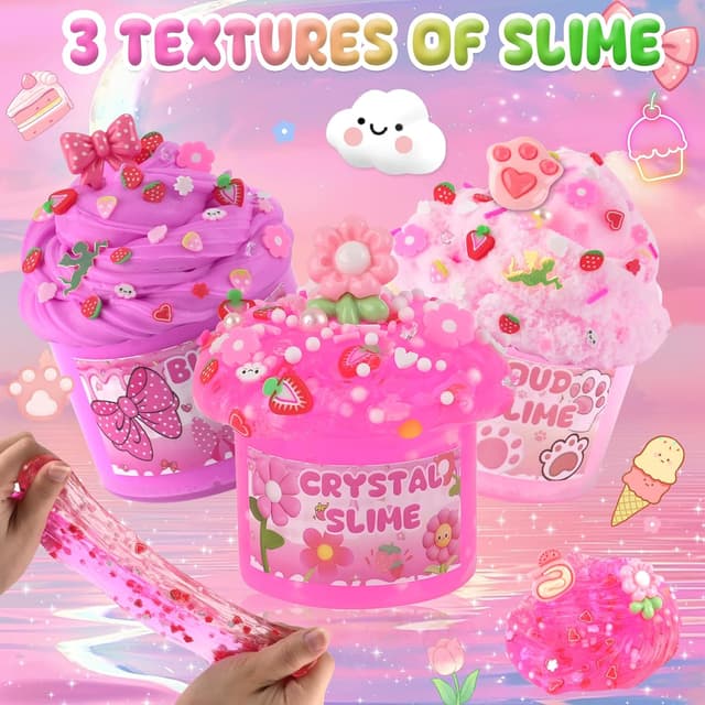 Detalle 2 de Pack of 6 Pink Slimes for Kids