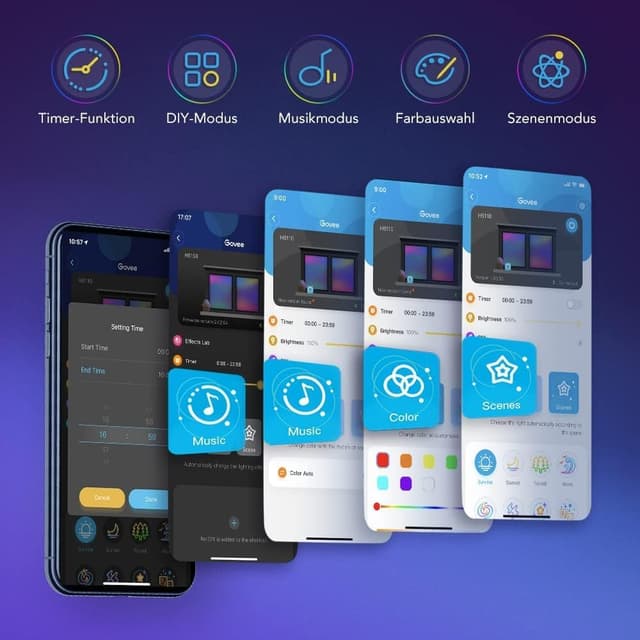 Detalle de Govee WiFi LED Strip 5 m (Smart RGB) – App-Steuerung, Musik-Sync und Sprachsteuerung mit Alexa & Google Assistant